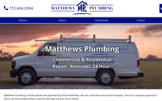 www.matthewsplumbing.net. Opens new window.